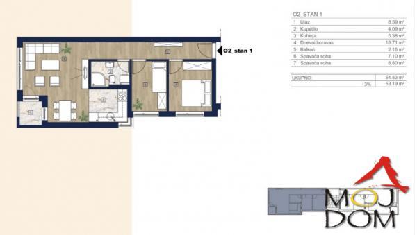 Glavna slika -Stan,NOVI SAD,ADICE,kv: 53, € 117500, ID: 1031075