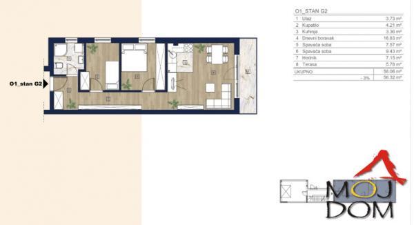 Glavna slika -Stan,NOVI SAD,ADICE,kv: 53, € 85000, ID: 1031072