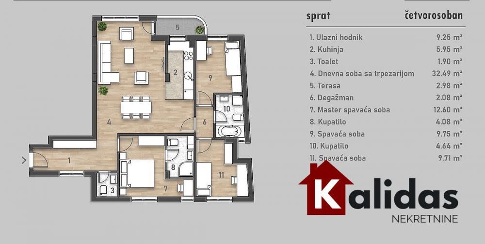 Glavna slika -Stan,NOVI SAD,CENTAR,kv: 91, € 329750, ID: 1008078