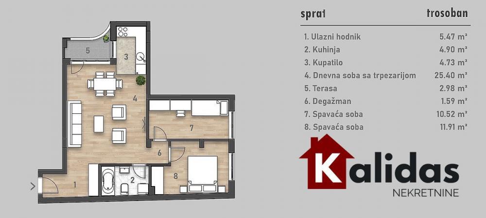 Glavna slika -Stan,NOVI SAD,CENTAR,kv: 65, € 244780, ID: 1008060