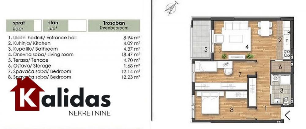 Glavna slika -Stan,NOVI SAD,TELEP,kv: 65, € 183000, ID: 1008113
