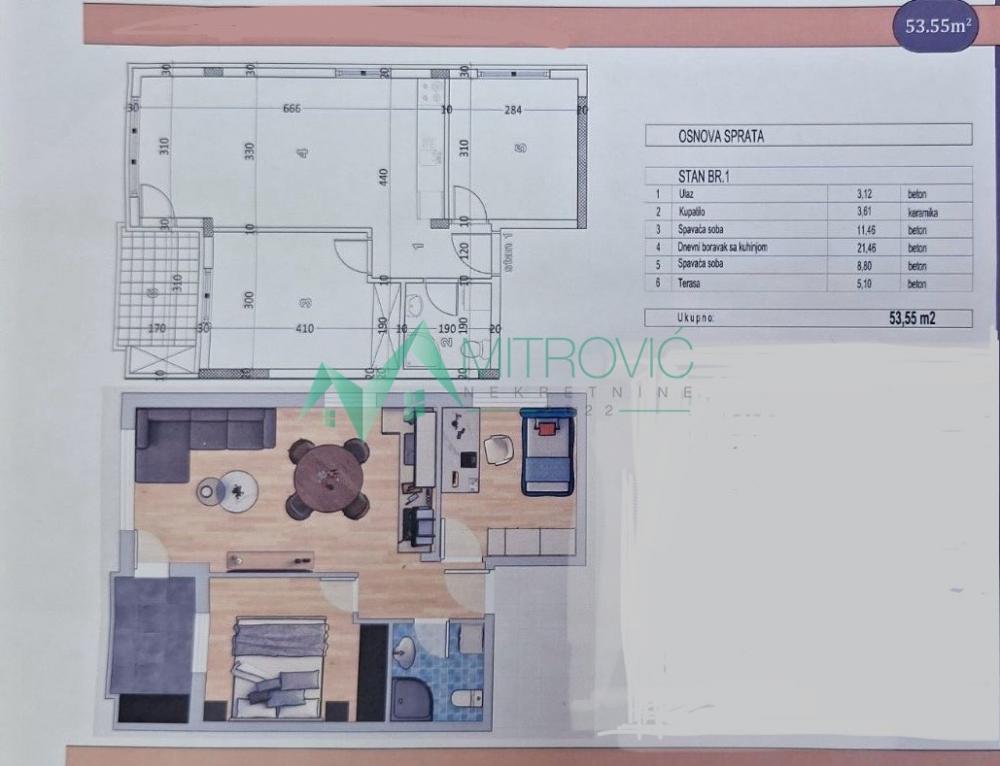 Slika 1 - 2.5-soban, u lepom delu Adica 