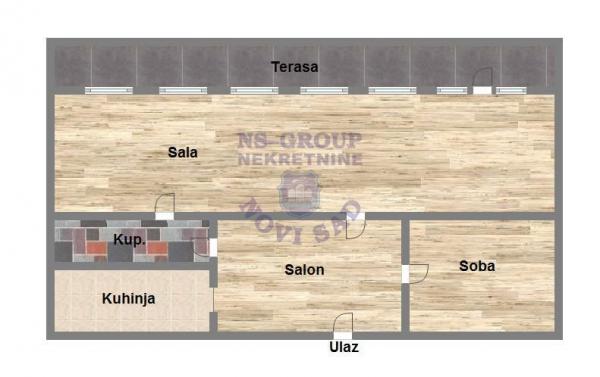 Slika 7 - Trosoban, 104m2, Novi Sad centar Novi Sad, sa terasom