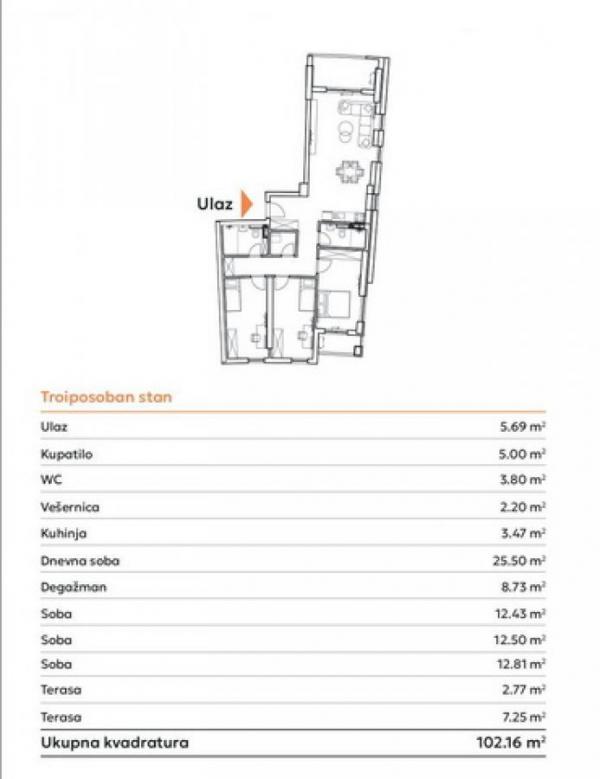 Slika 1 - Podbara-Lep Četvorosoban stan 102 m2 u Pogodnom kraju-povrat PDV-065/385 8880