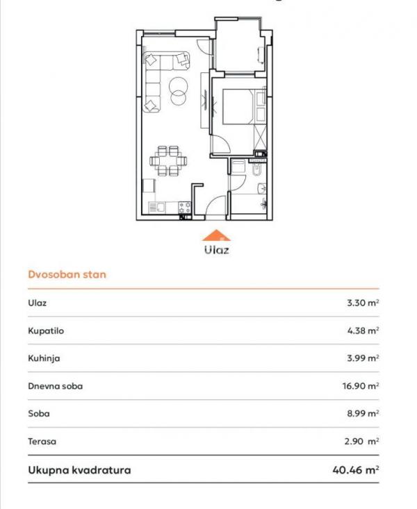 Slika 1 - Podbara-Lep Dvosoban stan 41 m2 u Pogodnom kraju-povrat PDV-065/385 8880