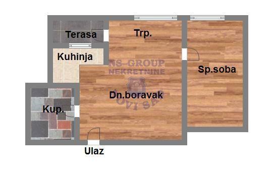 Glavna slika -Dvosoban, 35m2, Novi Sad centar Novi Sad, sa terasom, ima lift