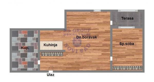 Slika 9 - Jednoiposoban, 44m2, Nova Detelinara Novi Sad, sa terasom, ima lift