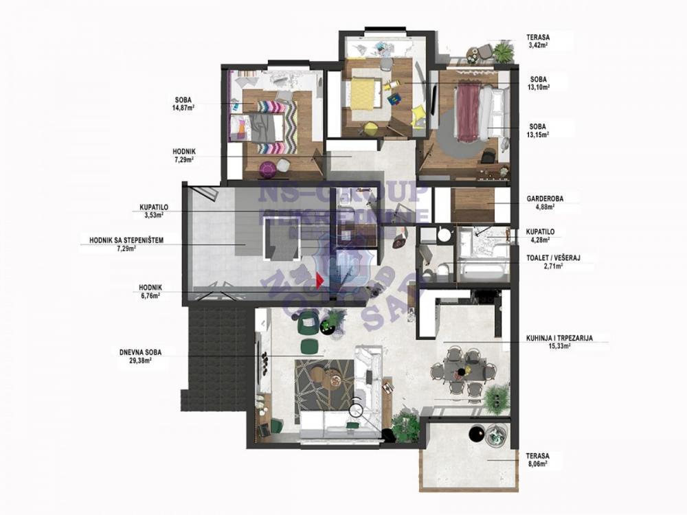 Glavna slika -Četvorosoban, 130m2, Novo naselje Novi Sad