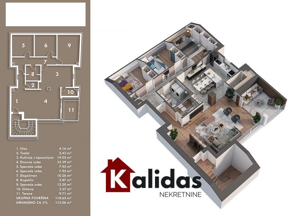 Glavna slika -Stan,NOVI SAD,CENTAR,kv: 115, € 379000, ID: 1008297