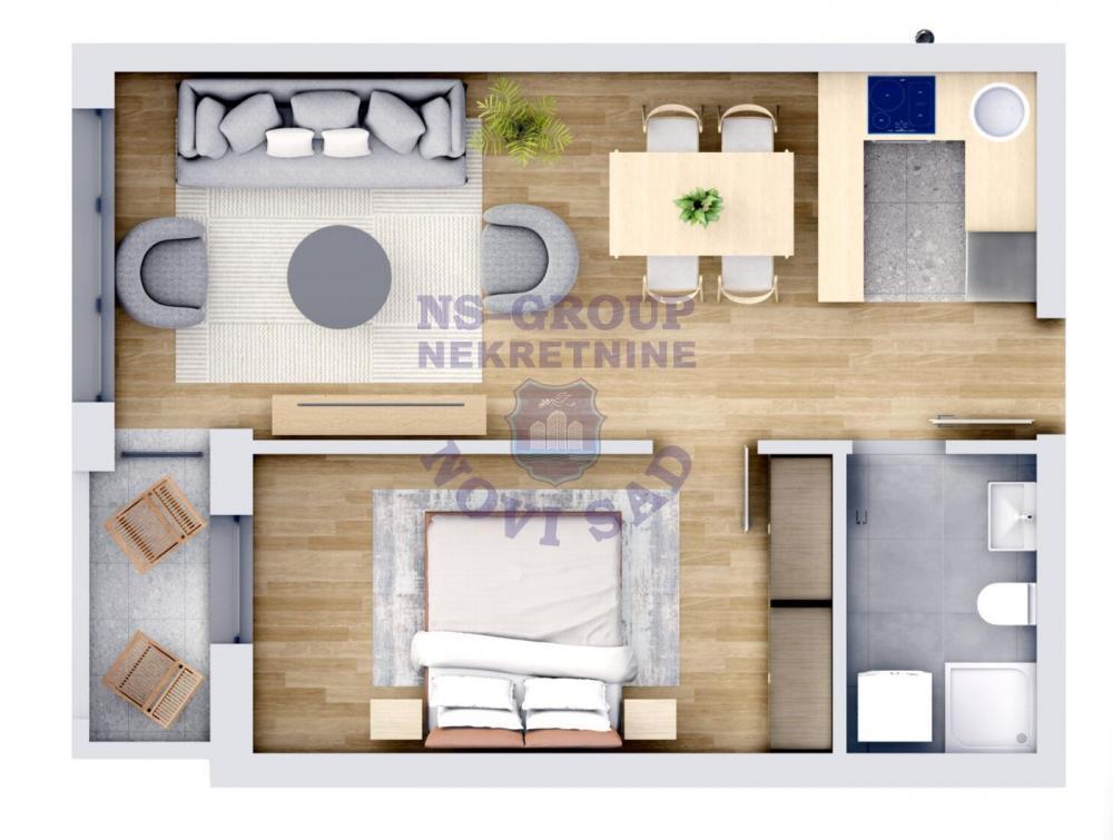 Glavna slika -Dvosoban, 44m2, Novi Sad centar Novi Sad, sa terasom, ima lift