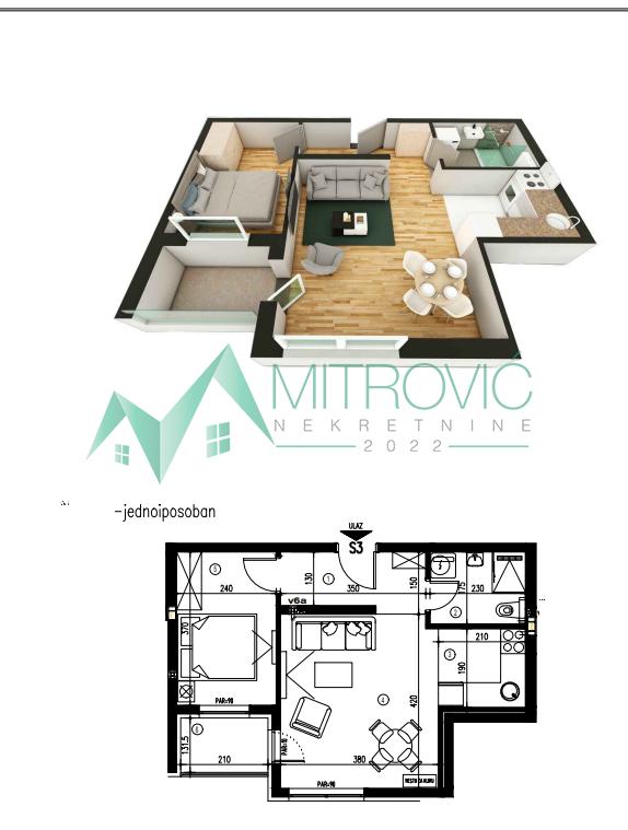 Glavna slika -Jednoiposoban, 39m2, Telep Novi Sad, sa terasom