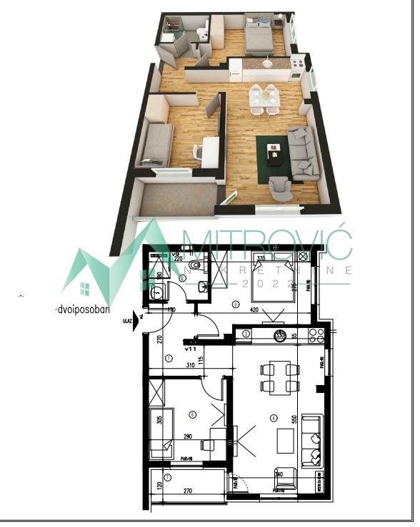 Glavna slika -Dvoiposoban, 53m2, Telep Novi Sad, sa terasom