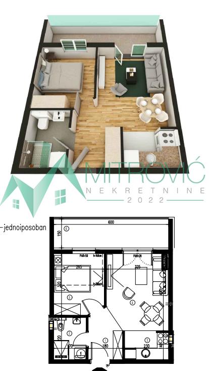 Glavna slika -Jednoiposoban, 40m2, Telep Novi Sad, sa terasom