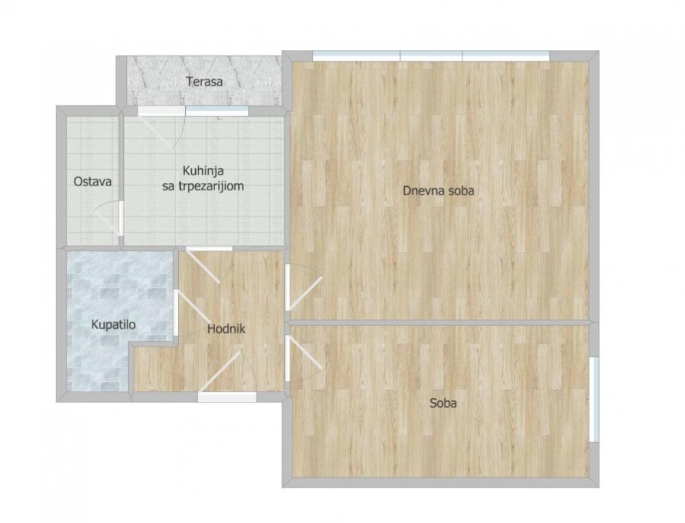 Slika 1 - Stan,NOVI SAD,NOVO NASELJE -  BISTRICA,kv: 46.00, € 99000, ID: 1101323