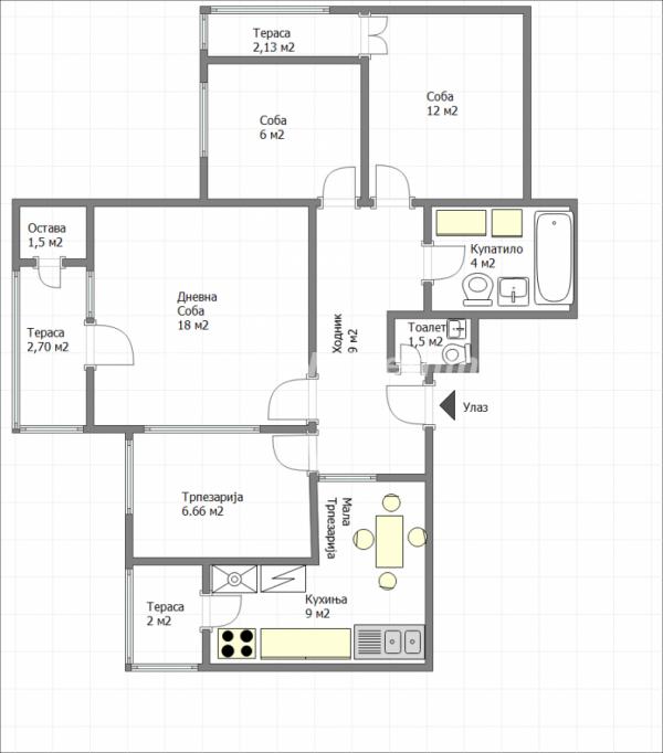 Slika 1 - Bulevar-Uknjižen Trosoban stan 74 m2-065/385 8880