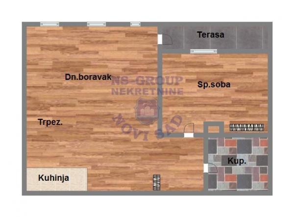 Slika 11 - Dvosoban, 45m2, Podbara Novi Sad, sa terasom, sa parkingom