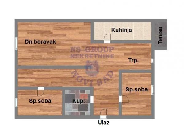 Slika 7 - Trosoban, 74m2, Nova Detelinara Novi Sad, sa terasom