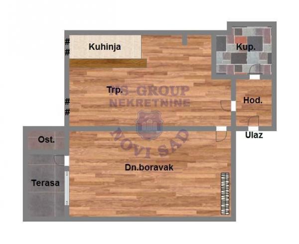 Slika 11 - Jednosoban, 38m2, Novo naselje Novi Sad, sa terasom, sa parkingom