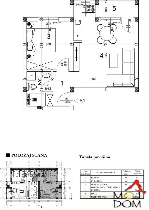 Glavna slika -Stan,VETERNIK,VETERNIČKA RAMPA,kv: 41, € 88000, ID: 1031579