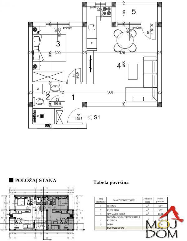 Glavna slika -Stan,VETERNIK,VETERNIČKA RAMPA,kv: 41, € 88000, ID: 1031571