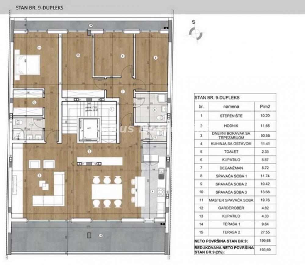 Slika 2 - Južni Telep-Useljiv Petosoban Dupleks 210 m2 sa svojim Liftom,Garažnim Mestom i gratis krovnom Terasom od 220 m2 u blizini Bulevara Patrijarha Pavla-065/385 8880