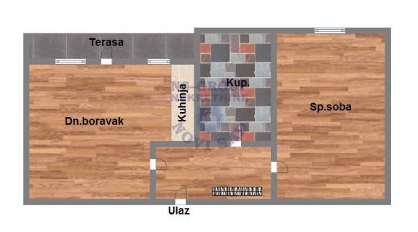 Slika 9 - Dvosoban, 53m2, Petrovaradin Novi Sad, sa terasom, ima lift