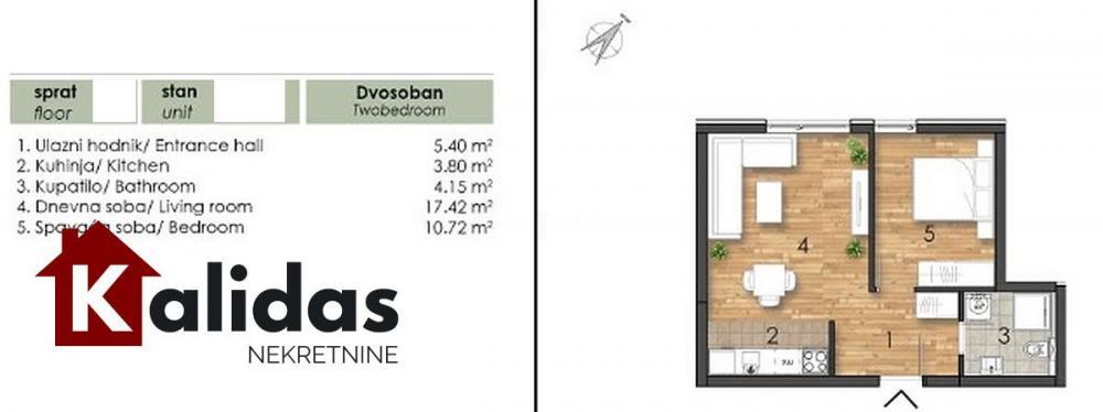 Glavna slika -Stan,NOVI SAD,TELEP,kv: 40, € 114000, ID: 1008138