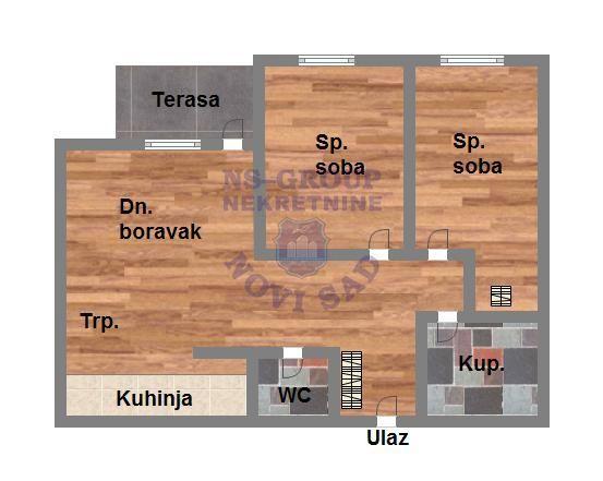 Glavna slika -Trosoban, 58m2, Bulevar patrijarha Pavla (Somborski bulevar) Novi Sad, sa terasom, ima lift