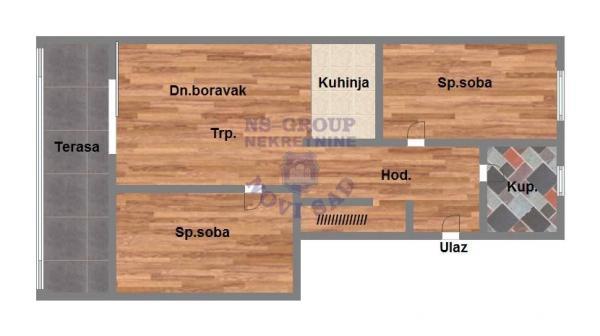 Glavna slika -Trosoban, 52m2, Telep Novi Sad, sa terasom, ima lift