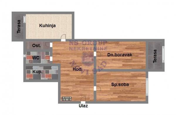 Slika 8 - Dvosoban, 67m2, Beogradski kej Novi Sad, sa terasom, ima lift