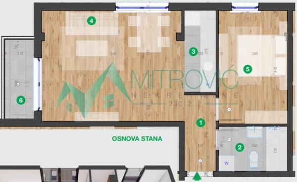 Glavna slika -Telep, 45m2. Dvosoban stan. Povrat PDV-a. 