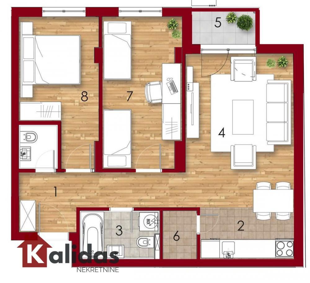 Glavna slika -Stan,NOVI SAD,PODBARA,kv: 62, € 183900, ID: 1008510