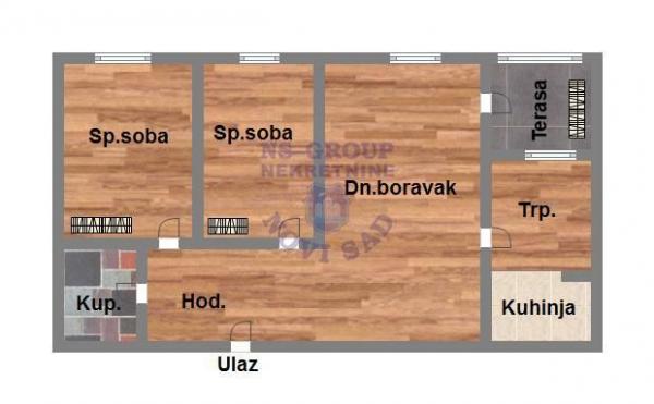 Slika 11 - Trosoban, 61m2, Podbara Novi Sad, sa terasom, ima lift