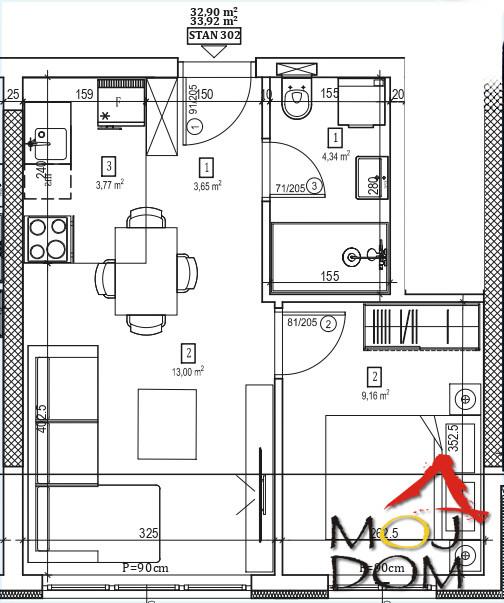 Glavna slika -Stan,NOVI SAD,SEVERNI TELEP,kv: 33, € 96900, ID: 1031780
