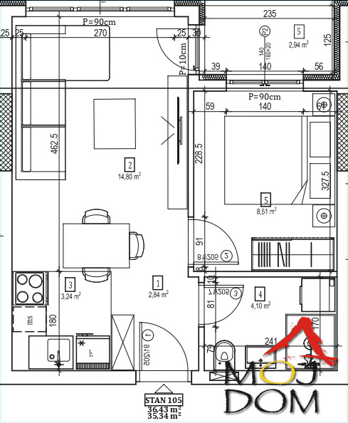 Slika 1 - Stan,NOVI SAD,SEVERNI TELEP,kv: 36, € 105300, ID: 1031779