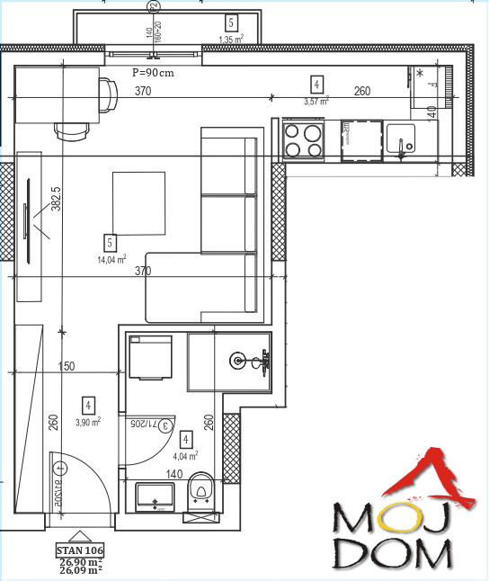 Slika 1 - Stan,NOVI SAD,SEVERNI TELEP,kv: 26, € 82750, ID: 1031778