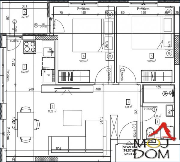 Slika 1 - Stan,NOVI SAD,SEVERNI TELEP,kv: 55, € 154700, ID: 1031775
