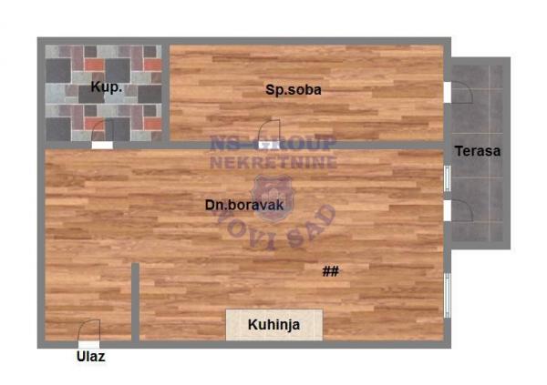 Slika 8 - Dvosoban, 55m2, Adamovićevo naselje Novi Sad, sa terasom, ima lift