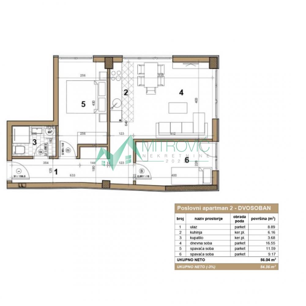 Slika 5 - Dvosoban poslovni apartman na Salajci-54m2