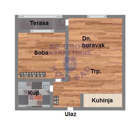 Slika 9 - Dvosoban, 44m2, Telep Novi Sad, sa terasom, ima lift