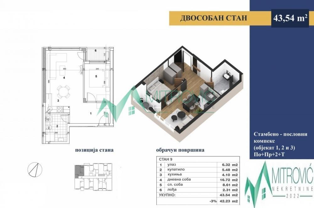 Glavna slika -Adice odličan dvosoban stan u izgradnji 