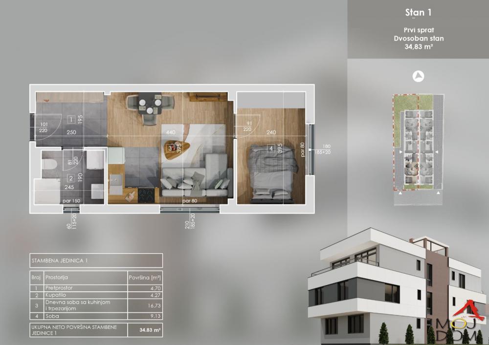 Glavna slika -Stan,NOVI SAD,TELEP,kv: 35, € 95500, ID: 1031873