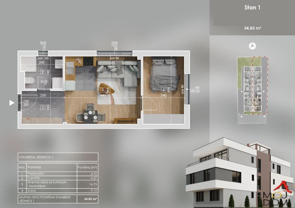 Glavna slika -Stan,NOVI SAD,TELEP,kv: 35, € 95500, ID: 1031868