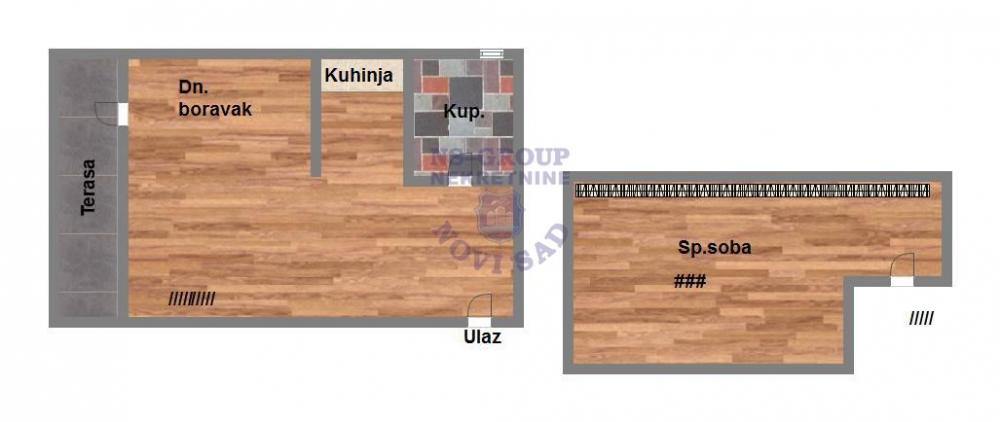 Slika 9 - Jednoiposoban, 40m2, Socijalno Novi Sad, sa terasom