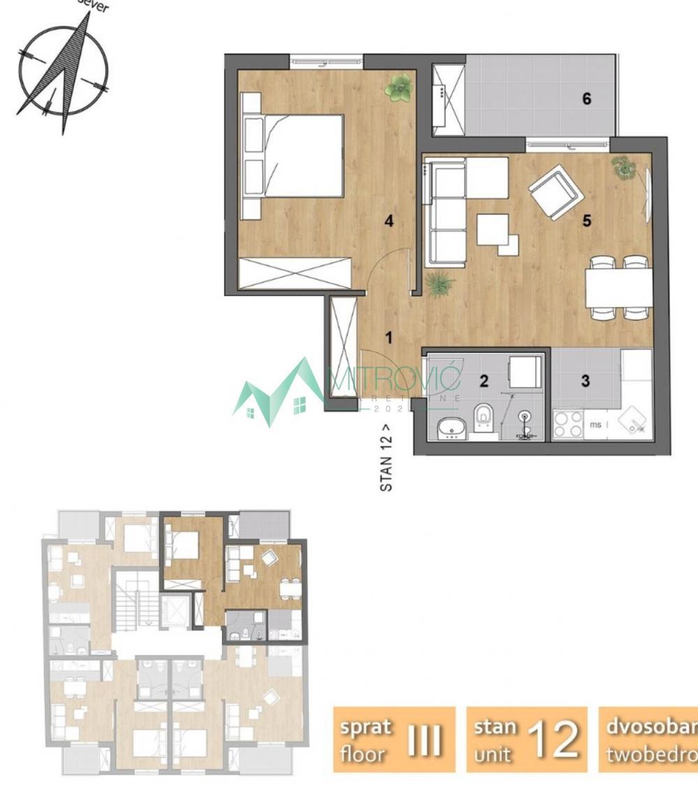 Glavna slika -Komforan dvosoban stan na odličnoj lokaciji 