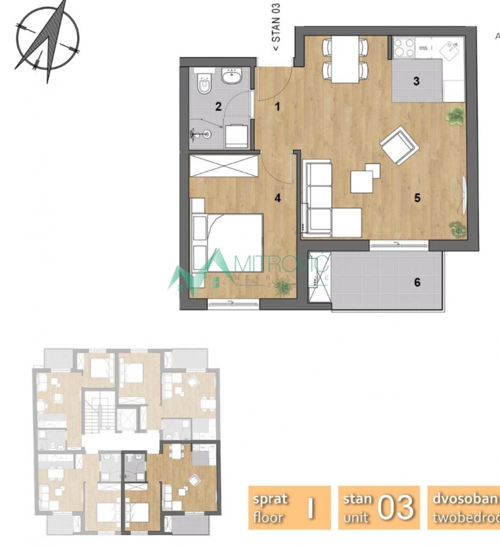 Glavna slika -Komforan dvosoban stan na odličnoj lokaciji 