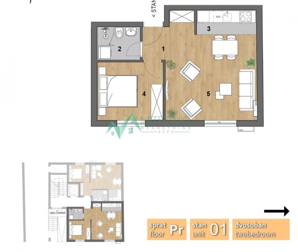 Glavna slika -Funkcionalan dvosoban stan na odličnoj lokaciji 