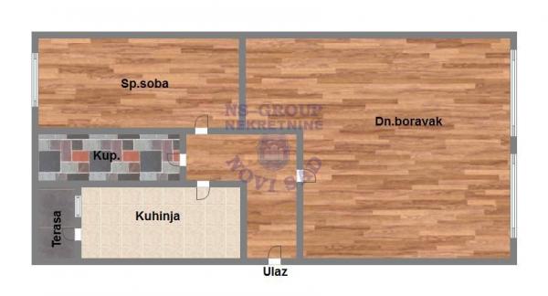 Slika 6 - Dvosoban, 48m2, Spens Novi Sad Novi Sad, sa terasom