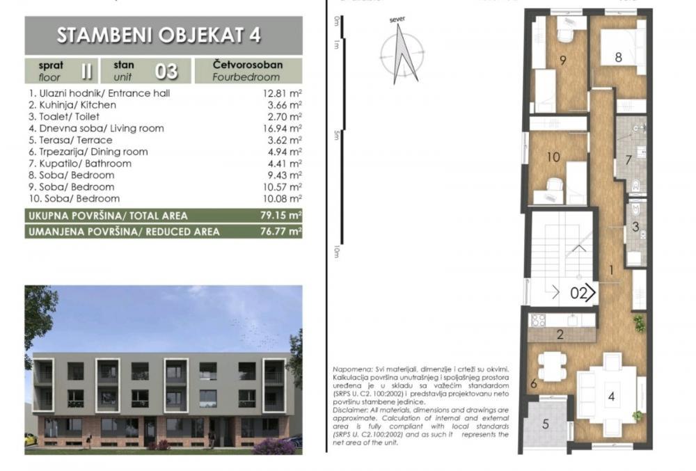 Glavna slika -Stan,NOVI SAD,TELEP,kv: 79.00, € 224000, ID: 1059194
