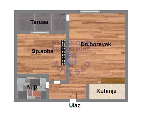 Slika 9 - Dvosoban, 40m2, Novo naselje Novi Sad, sa terasom, sa parkingom